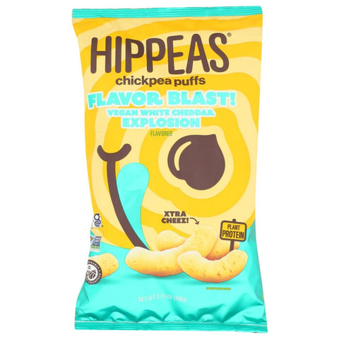 Hippeas Chickpea Puffs Flavor Blast Vegan White Cheddar Explosion - 3.75 oz | Vegan Black Market