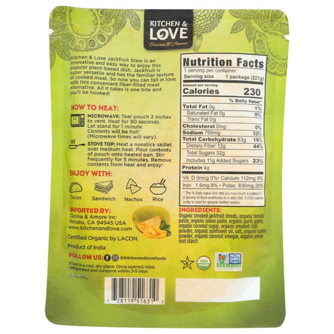 Kitchen & Love Organic Pulled Jackfruit Sweet BBQ - 8 oz