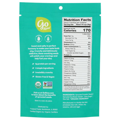 Go Raw Organic Sprouted Snacking Seeds Sweet and Salty Kettle - 4 oz