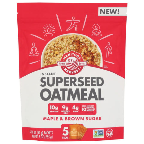 Manitoba Harvest Instant Superseed Oatmeal Maple and Brown Sugar - 9 oz | Vegan Black Market