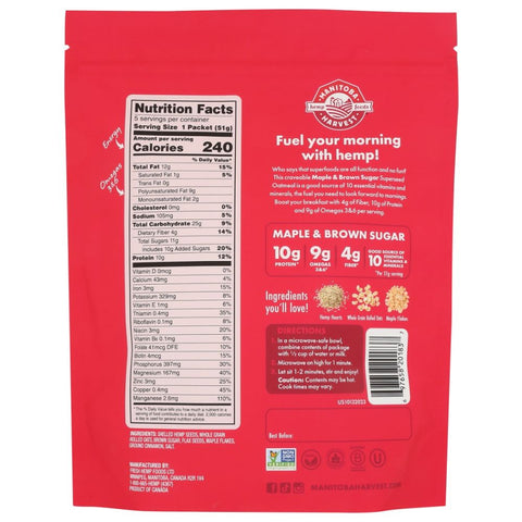 Manitoba Harvest Instant Superseed Oatmeal Maple and Brown Sugar - 9 oz