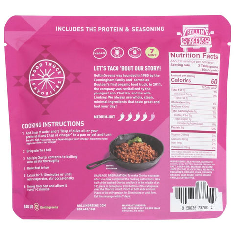 RollinGreens Plant Based Meeat Spicy Chorizo - 4.5 oz