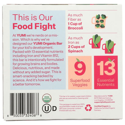 Yumi Bars Organic Strawberry and Rhubarb - 3.7 oz