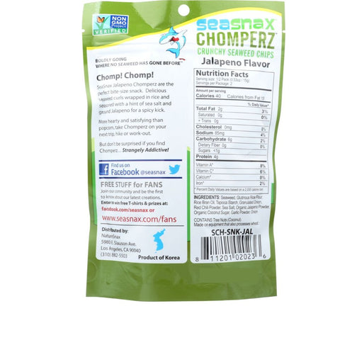 Sea Snax Chomperz Crunchy Seaweed Chips Jalapeño - 1 oz.