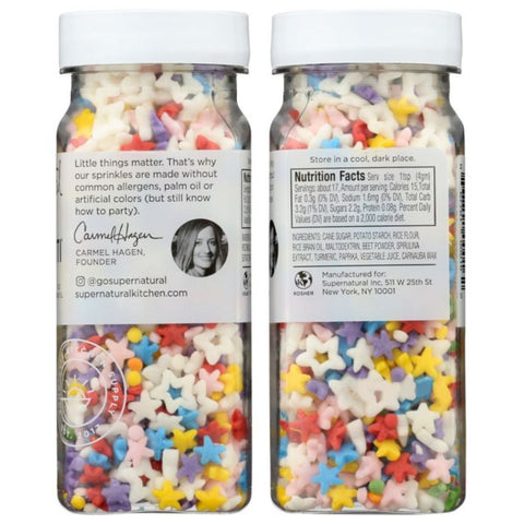Supernatural Sprinkles Rainbow Starfetti Vegan Sprinkles - 3 oz.