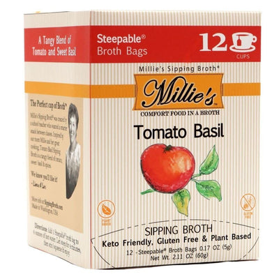 Millie's Tomato Basil Vegetable Sipping Broth - 12 ct. | Vegan Black Market