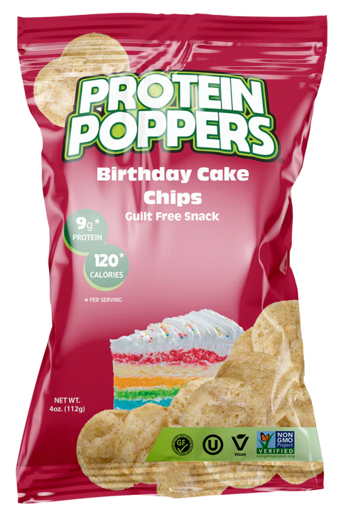 Protein Poppers Birthday Cake Chips - 4 oz | Vegan Black Market