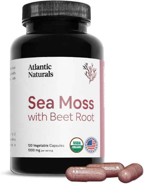 Atlantic Naturals Organic Sea Moss With Beet Root Capsules, 120 vc | Vegan Black Market