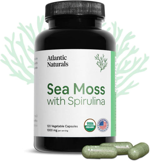 Atlantic Naturals Organic Sea Moss With Spirulina Capsules - 120 vc | Vegan Black Market