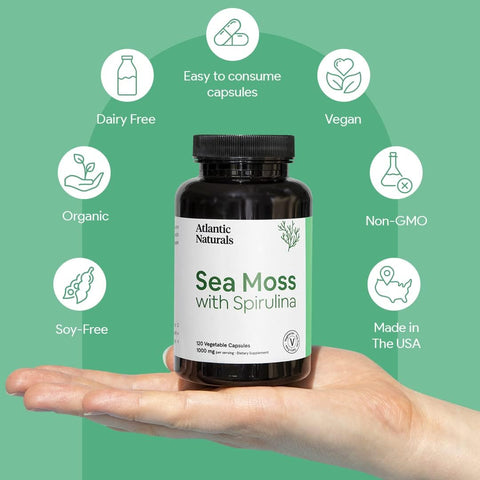 Atlantic Naturals Organic Sea Moss With Spirulina Capsules - 120 vc