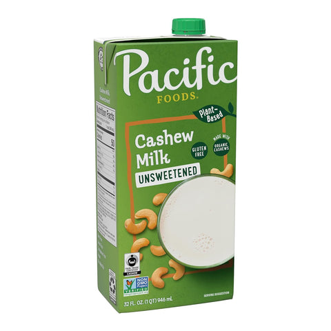 Pacific Foods Organic Cashew Milk Substitute Beverage Unsweetened- 32 fl oz. | Cashew Milk | Vegan Black Market