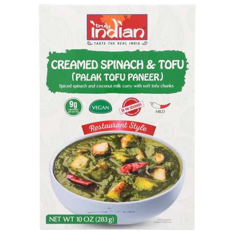 Truly Indian Creamed Spinach and Tofu Palak Tofu Paneer - 10 oz | Vegan Black Market