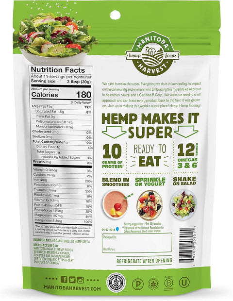 Manitoba Harvest Organic Hemp Hearts - 12 oz