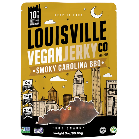 Louisville Vegan Jerky Co Reuben's Smoky Carolina BBQ Jerky - 3oz | Vegan Black Market