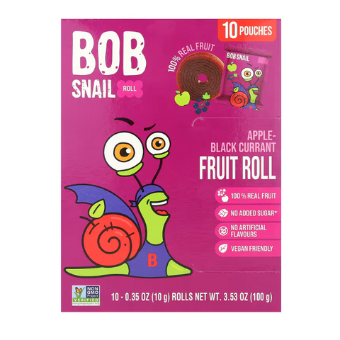 Bob Snail Apple Black Currant Fruit Rolls - 10 pk | Bob Snail Fruit Rolls  | Vegan Black Market
