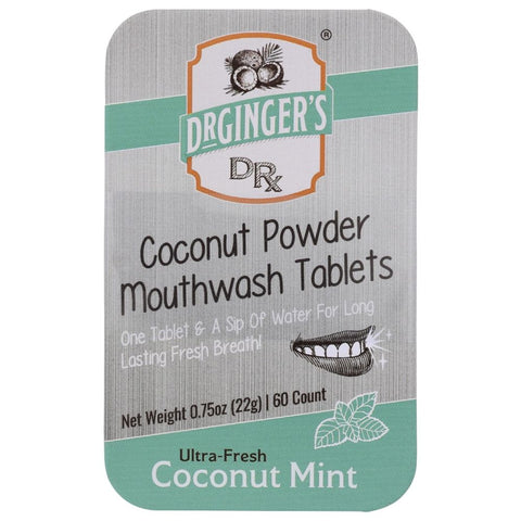 Dr Gingers Coconut Powder Mouthwash Tablets Mint Flavor - 60 ea | Mouthwash Tablets | Mouthwash Tabs | Vegan Black Market