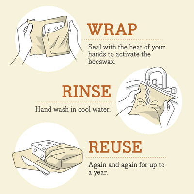 Vegan Bee's Wrap Reusable Wrap Alternative - 3 Pk.