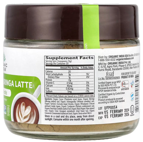 Organic India Chocolate Moringa Latte - 3.5 oz