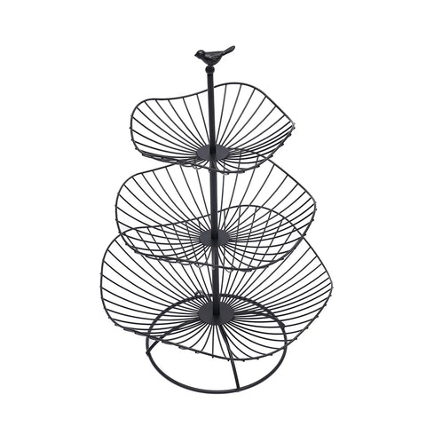 Black Metal Wire 3 Tier Produce Holder Basket