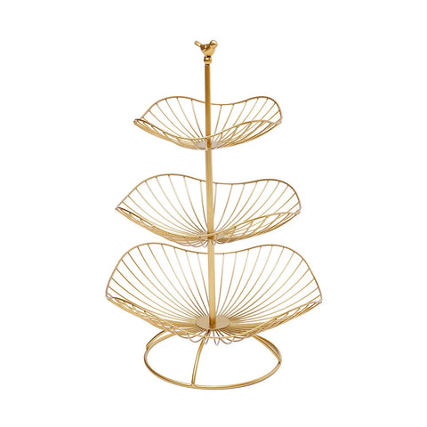 Gold Metal Wire 3 Tier Produce Holder Basket