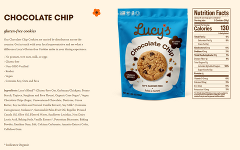 Lucy's Chocolate Chip Cookies Gluten Free - 4.25 oz