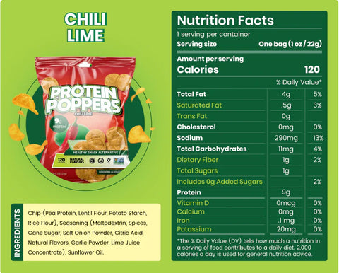 Protein Poppers Chili Lime Chips - 4 oz