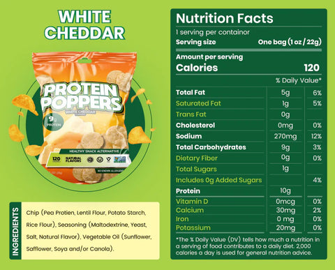 Protein Poppers White Cheddar Chips - 4 oz