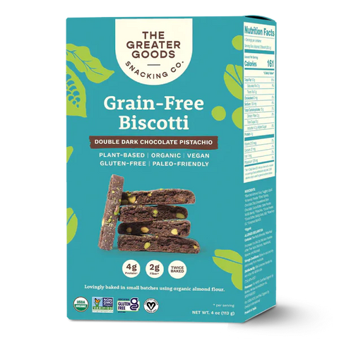 The Great Goods Snackin Grain Free Biscotti Dark Chocolate Pistachio - 4 oz | Vegan Black Market