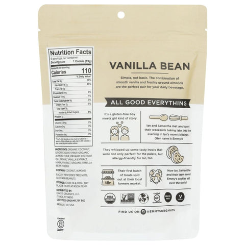 Emmy's Organic Vanilla Bean Coconut Cookies - 6 oz