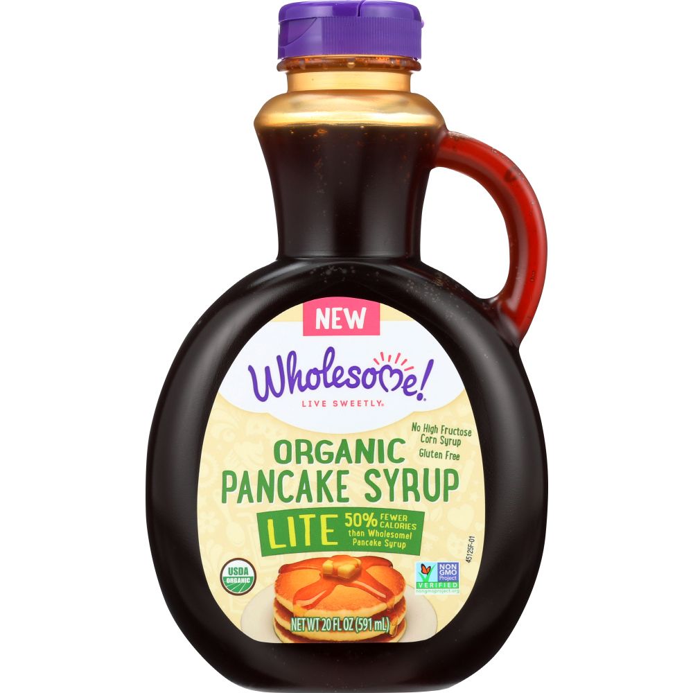Wholesome Sweeteners Organic Pancake Syrup Lite 20 oz Vegan Black