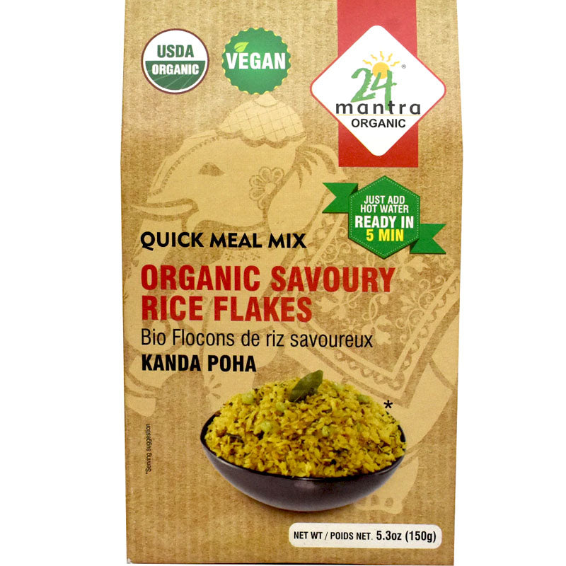 24 Mantra Organic Savoury Rice Flakes Kanda Poha - 5.3 oz.