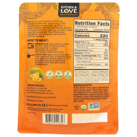 Kitchen & Love Organic Jackfruit Chili Chunky - 8 oz