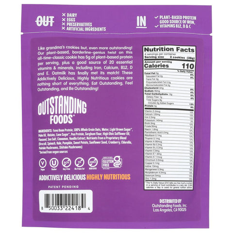 Outstanding Foods Oatmeal Raisin Cookies - 4 oz