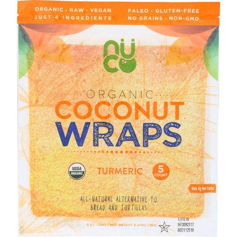 Nuco Organic Coconut Wraps Turmeric - 2.47 oz | Vegan Black Market
