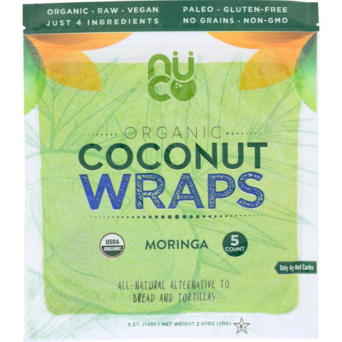 Nuco Organic Coconut Wraps Moringa - 2.47 oz | Vegan Black Market