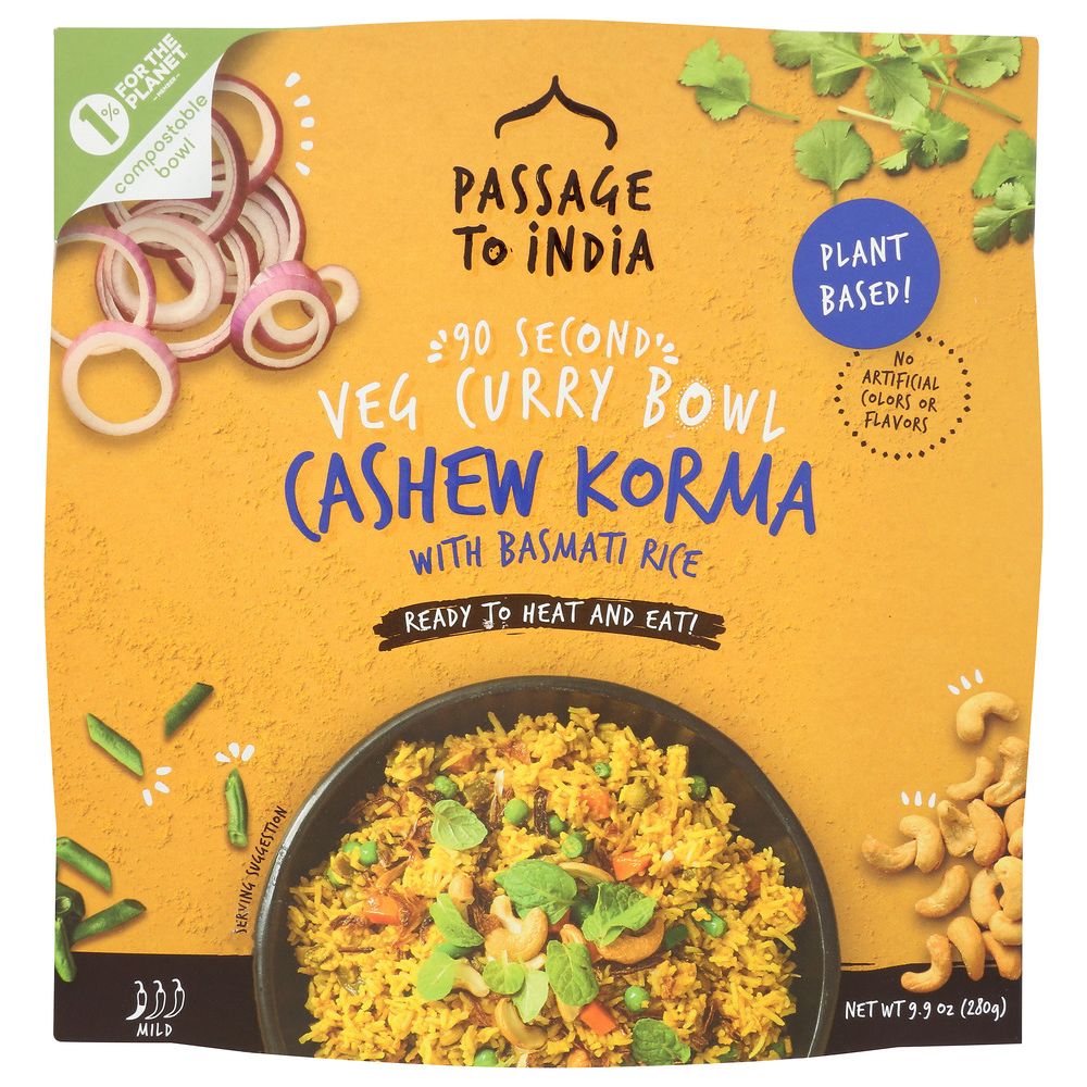 Passage To India Veg Curry Bowl Cashew Korma - 9.87 oz | Vegan Black Market