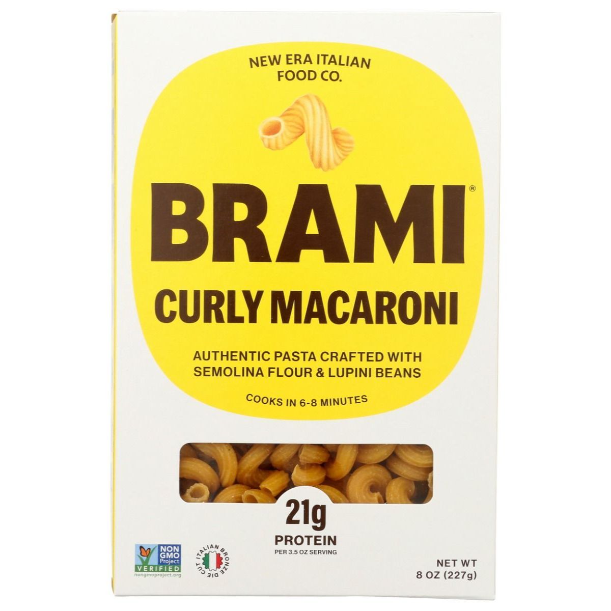 Brami Lupini Snack Curly Macaroni Pasta - 8 oz | Vegan Black Market | Brami Pasta