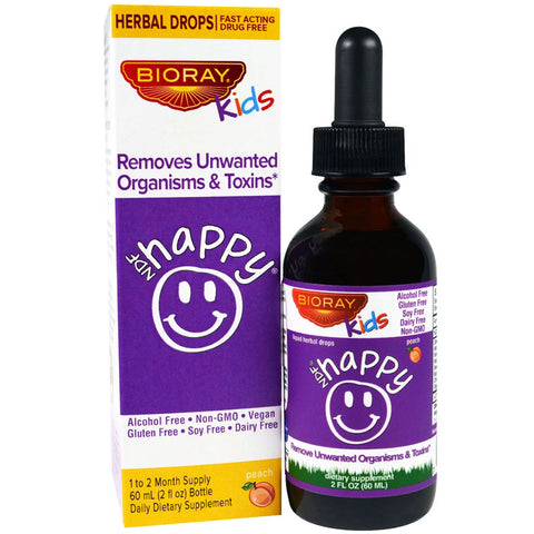 Bioray Kids NDF Happy Liquid Herbal Drops Peach Flavor - 2 fl oz.