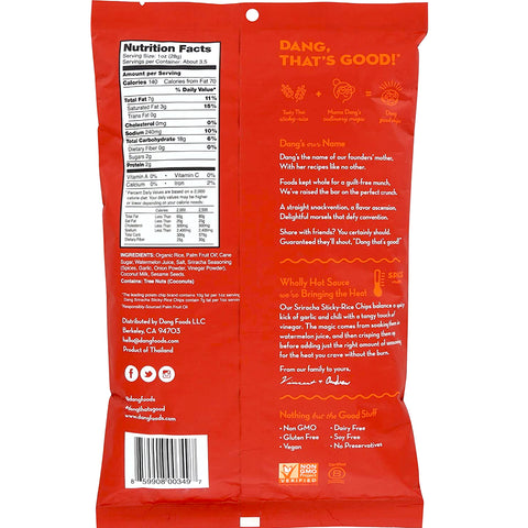 Dang Sticky Rice Chips Sriracha Spice - 3.5 oz.