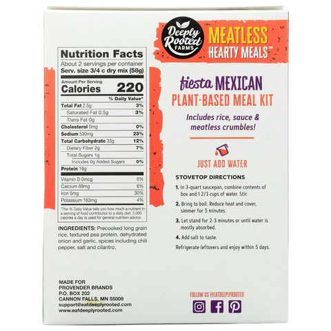 Deeply Rooted Meatless Hearty Meals Fiesta Mexican Rice Bowl - 4.1 oz.