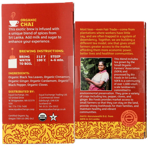 Equal Exchange Organic Black Tea Chai - 20 bg.