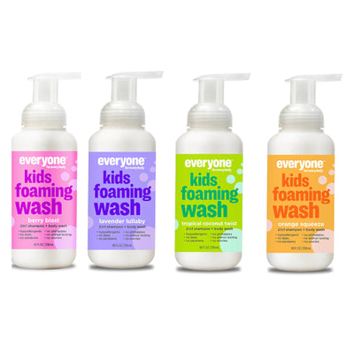 Everyone for Every Body Kids 2 in 1 Foaming Body Wash and Shampoo Tropical Coconut Twist, Orange Squeeze, Lavender Lullaby, Berry Blast