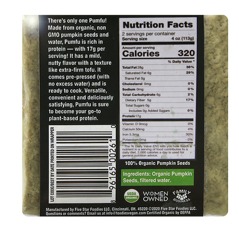 Foodies PUMFU Pumpkin Seed Tofu Alternative - 8 oz.