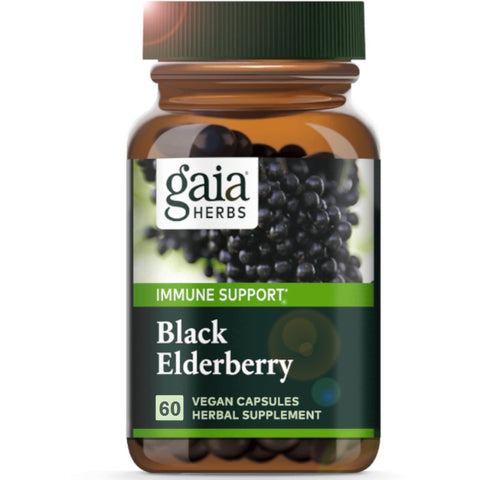 Gaia Herbs Black Elderberry - 60 Vegan Capsules Herbal Supplement | Vegan Black Market