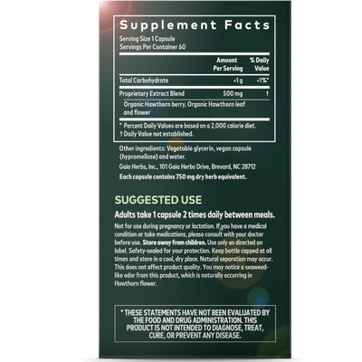 Gaia Herbs Hawthorn Supreme Heart Support- 60 Vegan Capsules | veganblackmarket.com