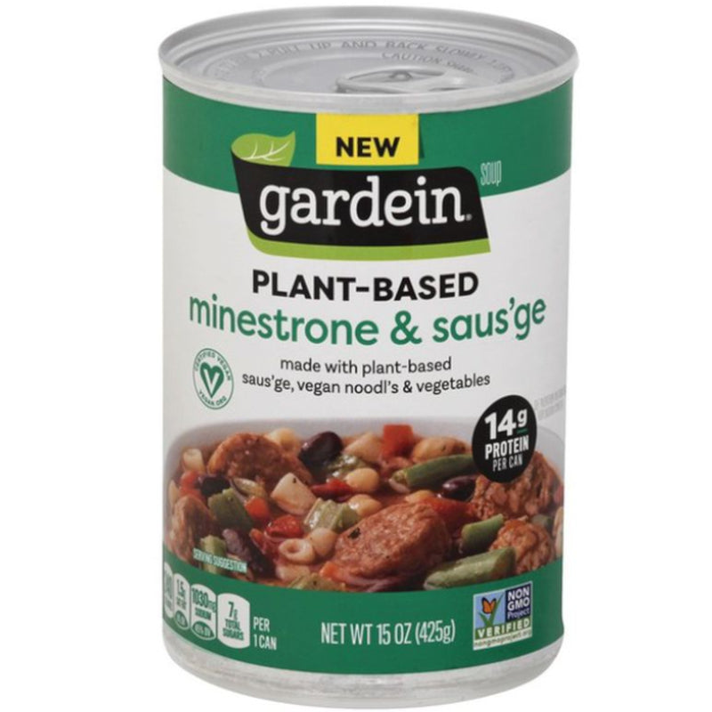Gerdein Plant-Based Minestrone & Saus'ge Soup- 15 oz. | Gardein Soups Sausage Minestrone | Vegan Black Market Minestrone and Sausage Soup Vegan Plant-Based