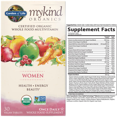 Garden of Life Mykind Organics Women One A Day Multivitamin Tablets