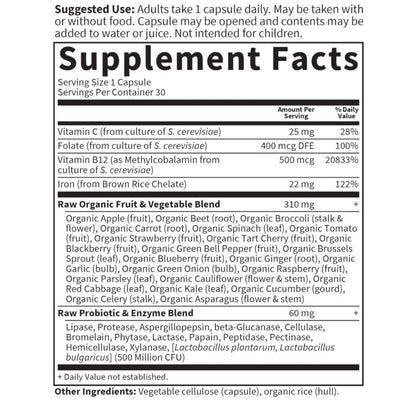 Garden of Life Vitamin Code Raw Iron 30 Vegan Capsules