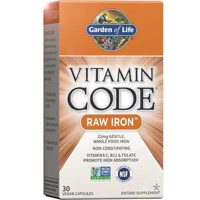Vitamin Code Raw Iron 30 Vegan Capsules 22mg | Vegan Black Market