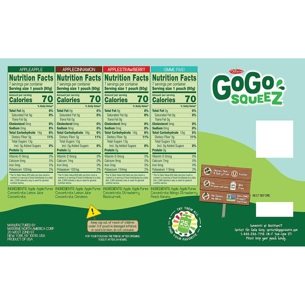 GoGo squeeZ Applesauce Variety Pack 28 Pk. Vegan Baby Food Vegan